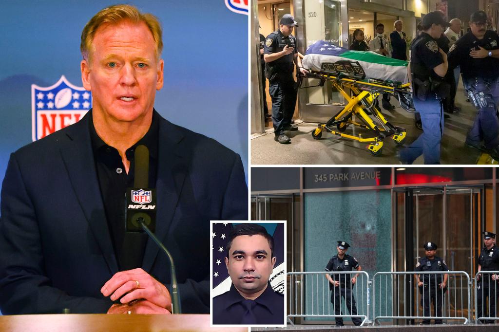 NFL commissioner Roger Goodell pays tribute to NYPD officer shot and killed in Midtown
