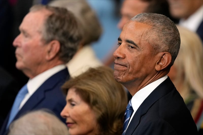 Barack Obama attends the inauguration of Donald Trump