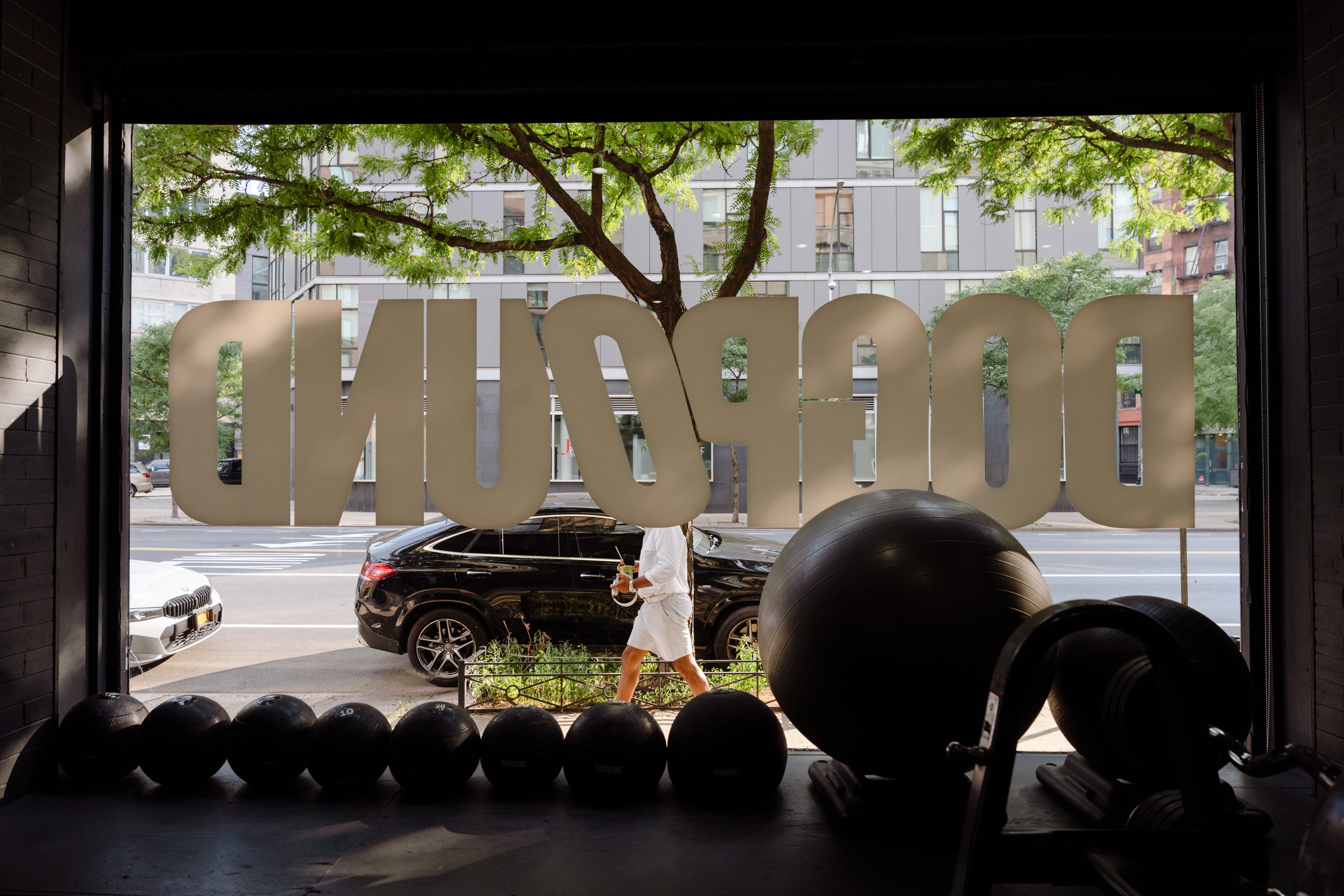 View from the inside Dogpound fitness center