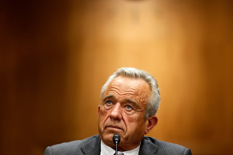 Robert F. Kennedy Jr. testifies during confirmation hearings at the Dirksen Senate Office Building on January 30, 2025 in Washington, D.C.