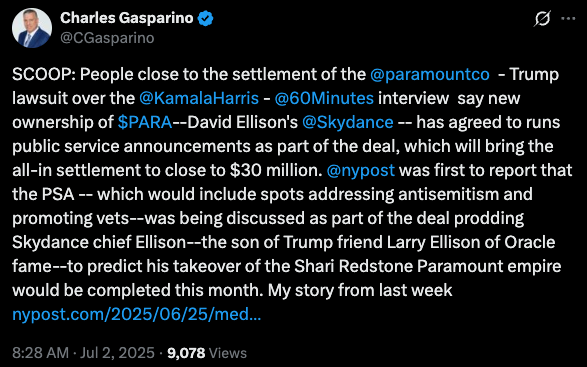 Charles Gasparino tweet
