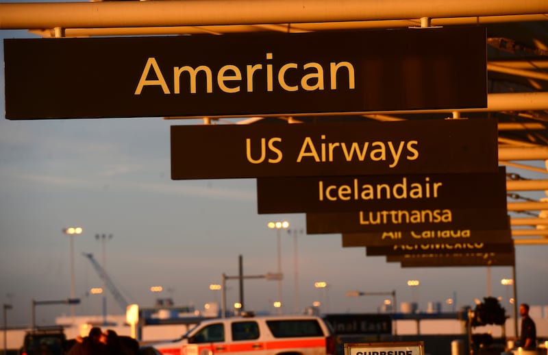 American Airlines sign at Denver International Airport.