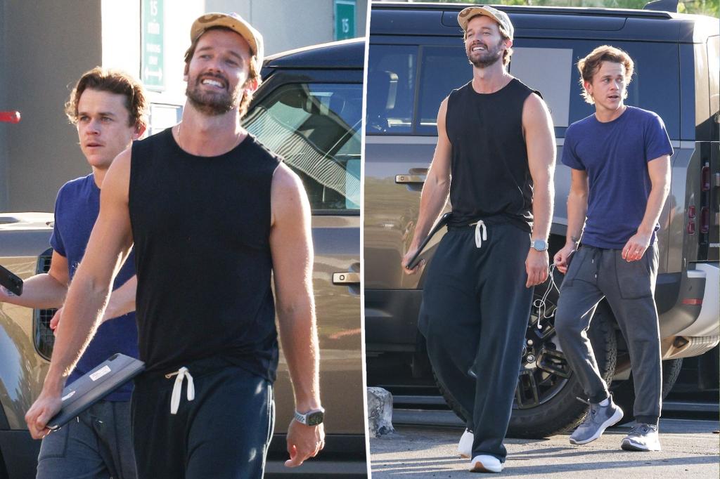 Patrick Schwarzenegger shows off toned arms during LA outing with fellow nepo baby John Owen Lowe