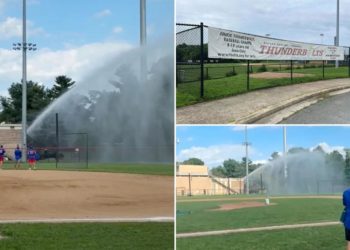 Peeved firefighter floods baseball field with fire hose after ball hits his truck, ending game