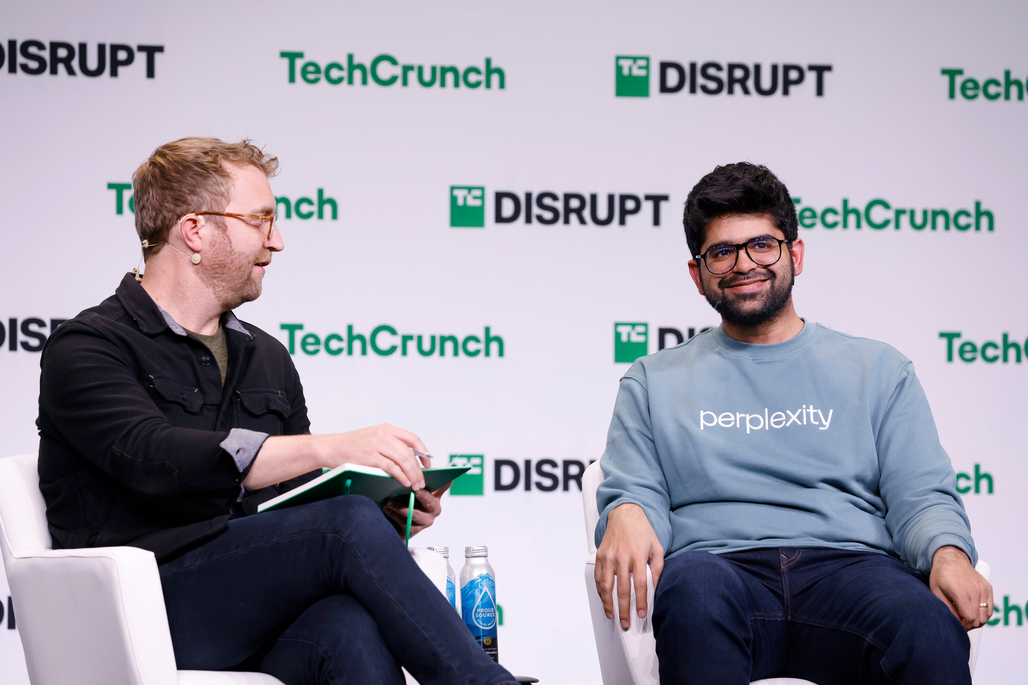 Aravind Srinivas, co-founder and CEO of Perplexity, speaking onstage at TechCrunch Disrupt.