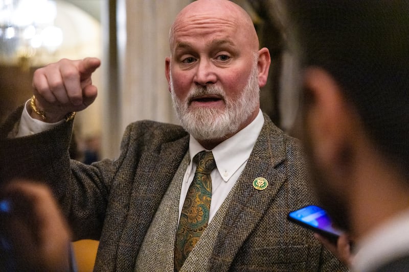 Rep. Derrick Van Orden (R-WI) speaks to reporters ahead of a vote to pass the American Relief Act on Capitol Hill in Washington, U.S., December 19, 2024. The legislation failed to pass the House in a 174-235 vote. REUTERS/Anna Rose Layden