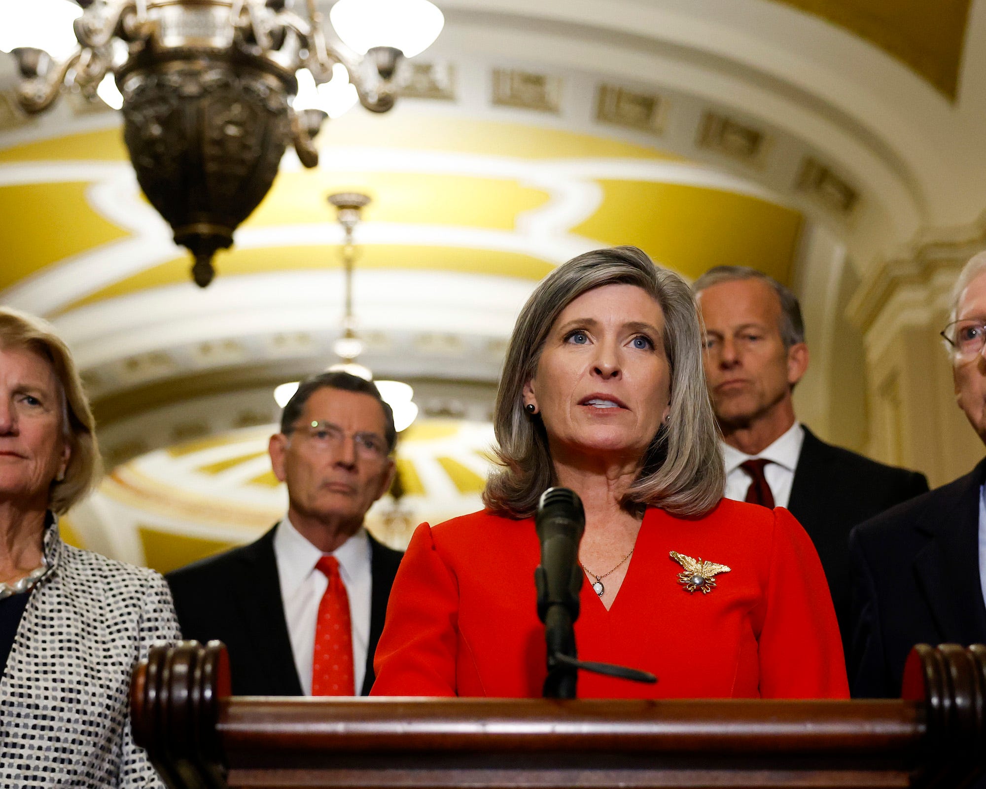 Republican Sen. Joni Ernst of Iowa at a press conference on Capitol Hill on September 19, 2023.