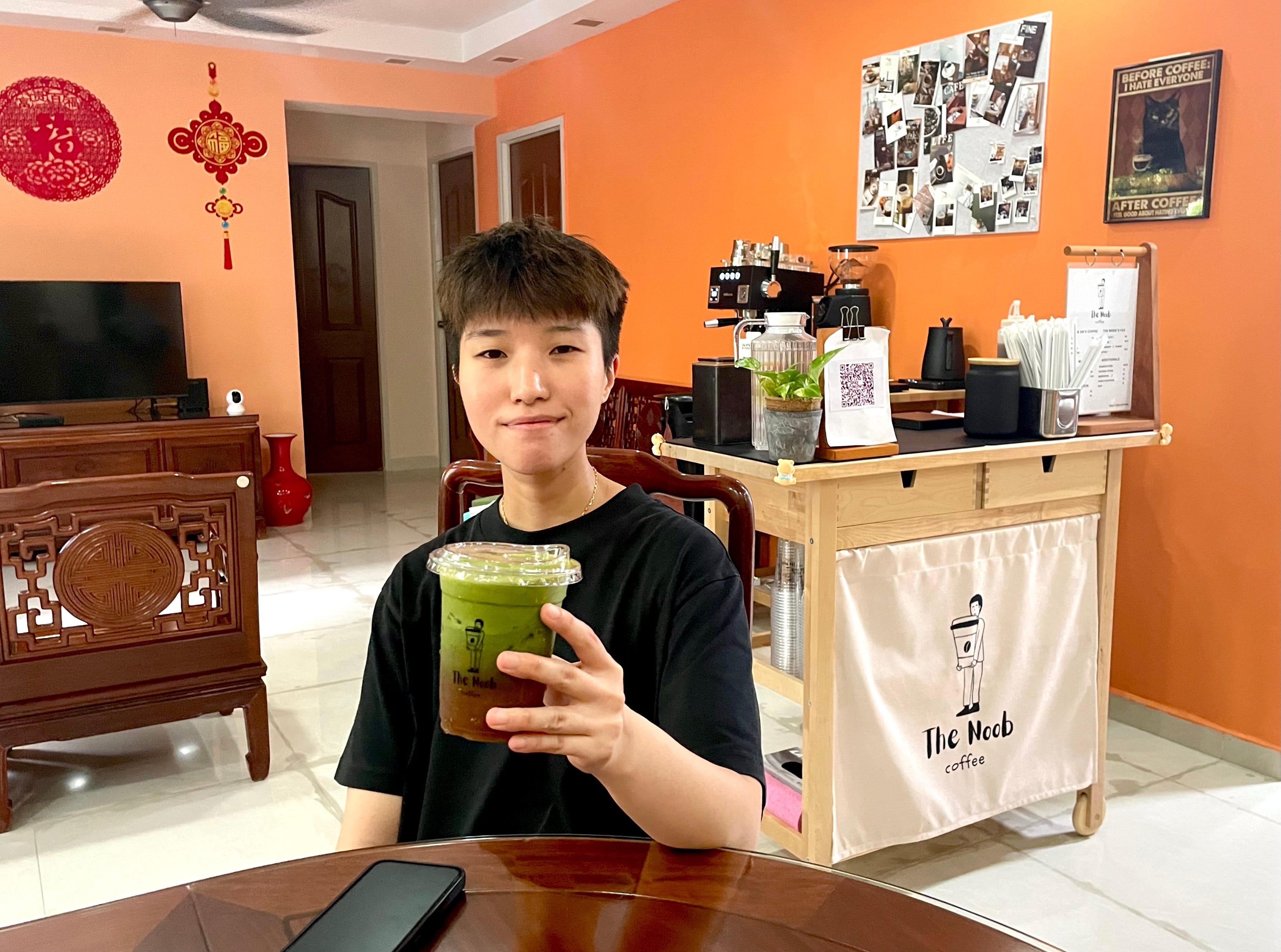 Chia Jin Fang in her home-based café in Singapore.