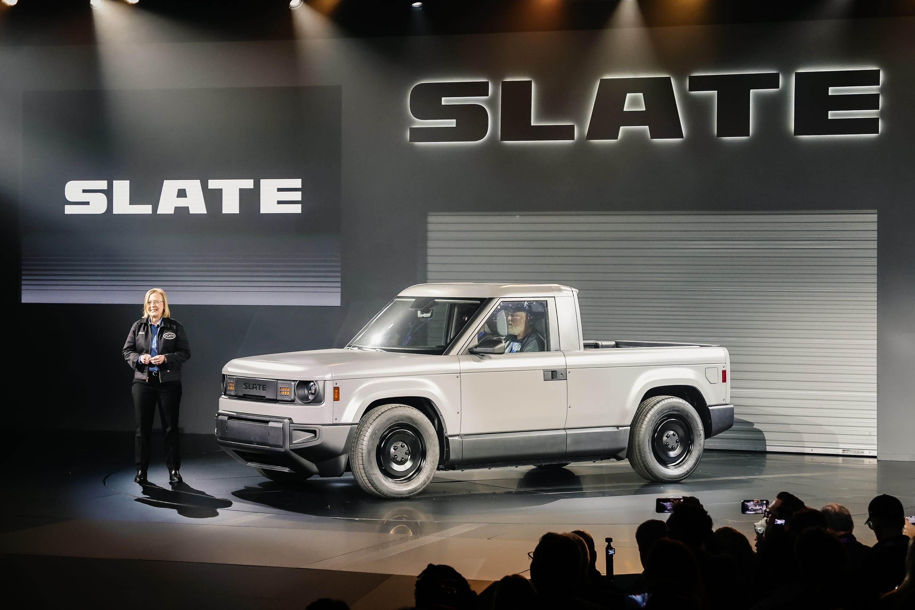 Slate Auto CEO Chris Barman at the Slate Auto premiere event.