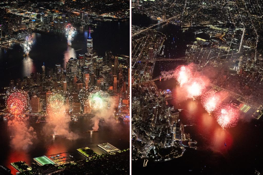 Stunning aerial photographs of Macy’s 4th of July Fireworks show taken from an altitude of up to 8,000 feet