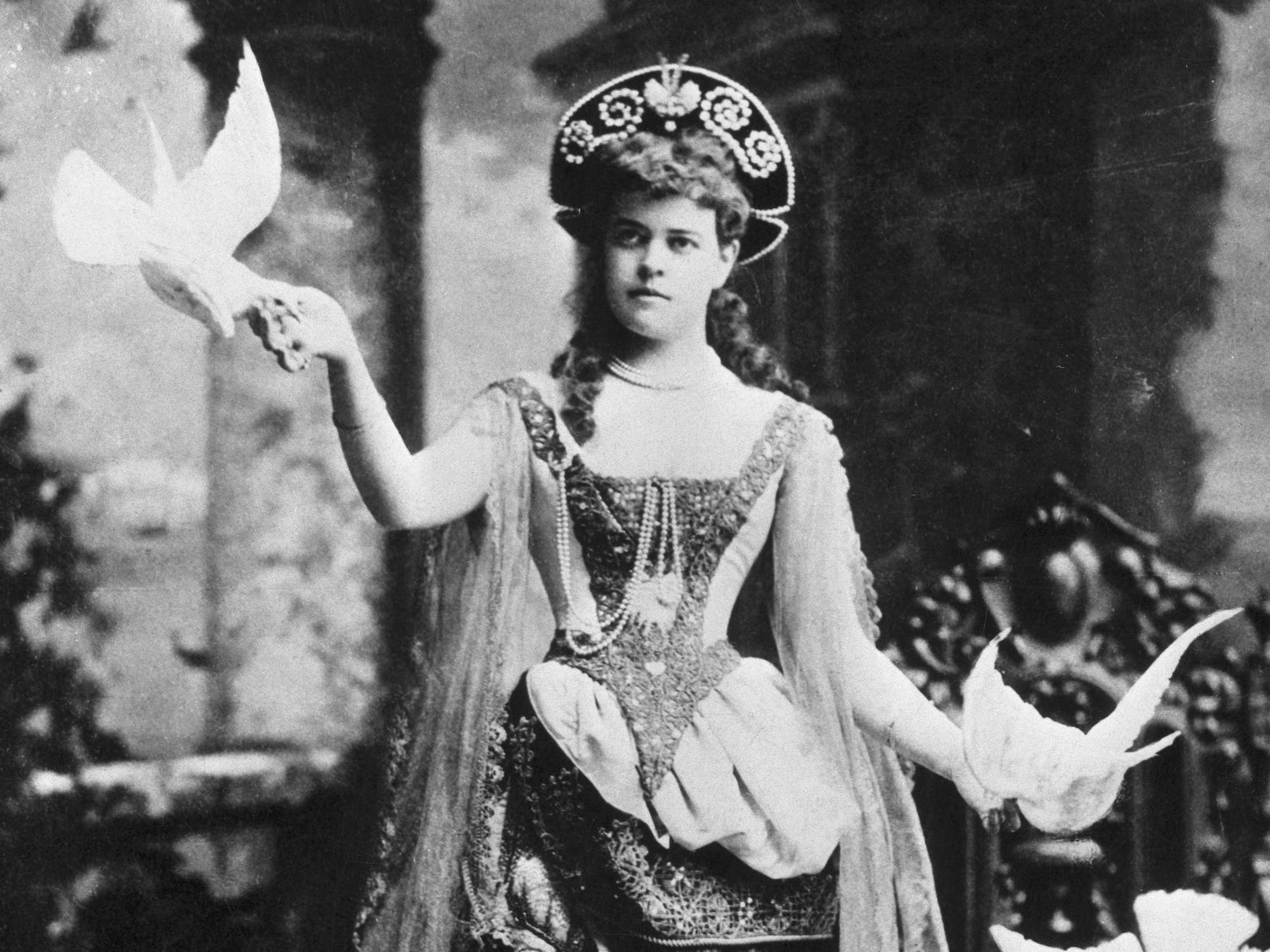 Alva Belmont, then WK Vanderbilt’s wife, poses for a portrait costumed for a fancy dress ball