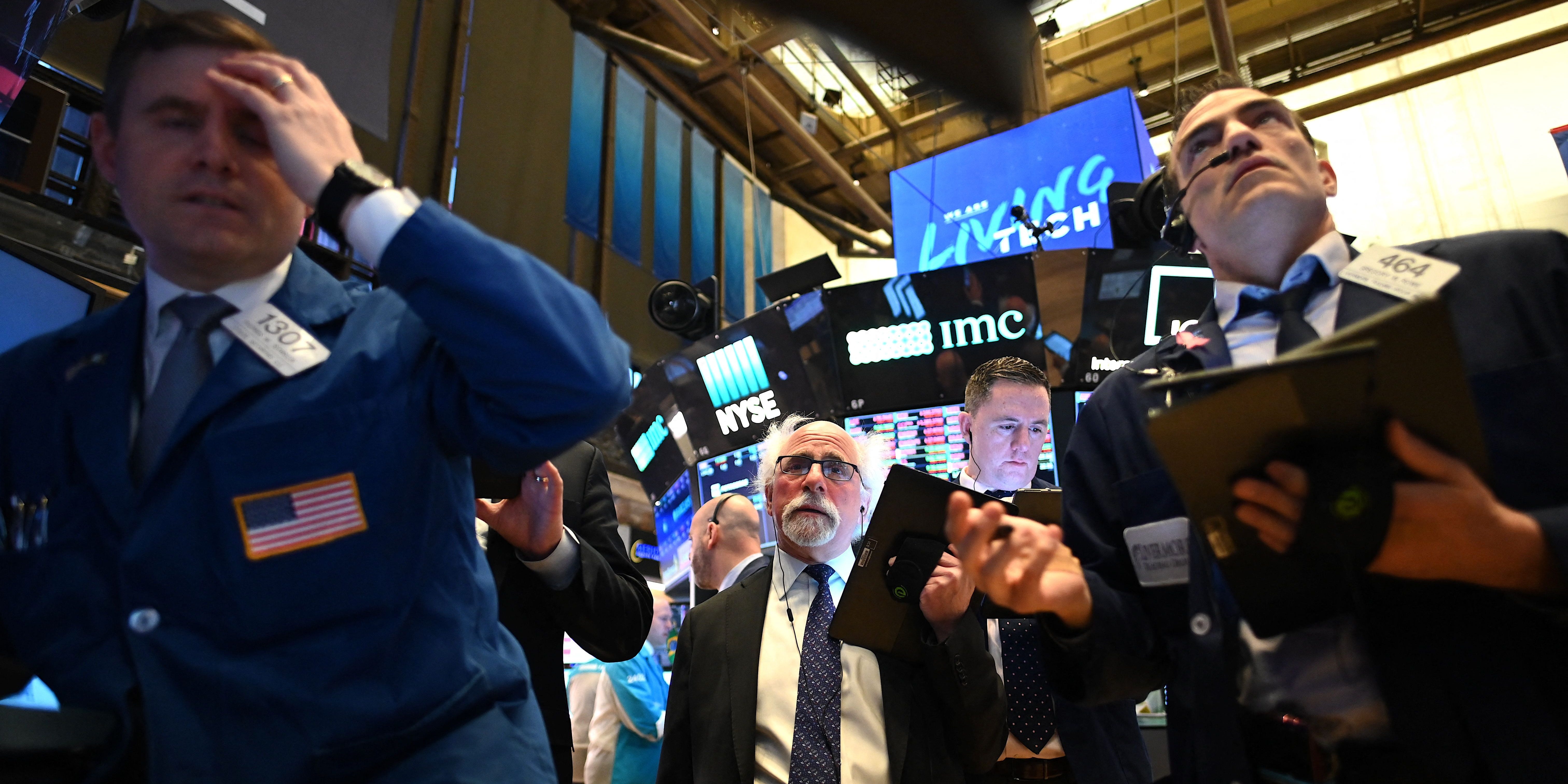 NYSE Traders working during the opening bell.