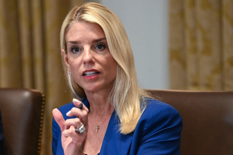 Attorney General Pam Bondi speaks during a Cabinet meeting hosted by President Donald Trump at White House where she was asked about Jeffrey Epstein on July 8, 2025.