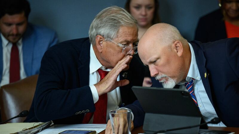 Chip Roy and Ralph Norman at a House Rules Committee hearing to discuss the so-called "big beautiful bill" on Tuesday.