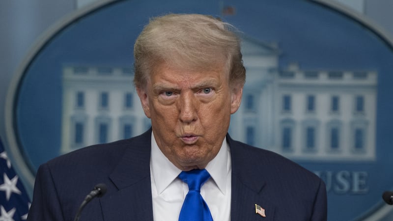 WASHINGTON DC, UNITED STATES - JUNE 27: United States President Donald Trump speaks at the White House Press Briefing room in Washington DC., United States on June 27, 2025. (Photo by Celal Gunes/Anadolu via Getty Images)
