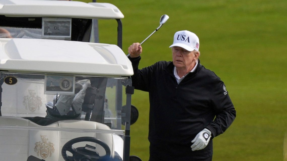 Trump shows off golf skills at Turnberry resort during Scotland visit, cites Gary Player’s prior praise