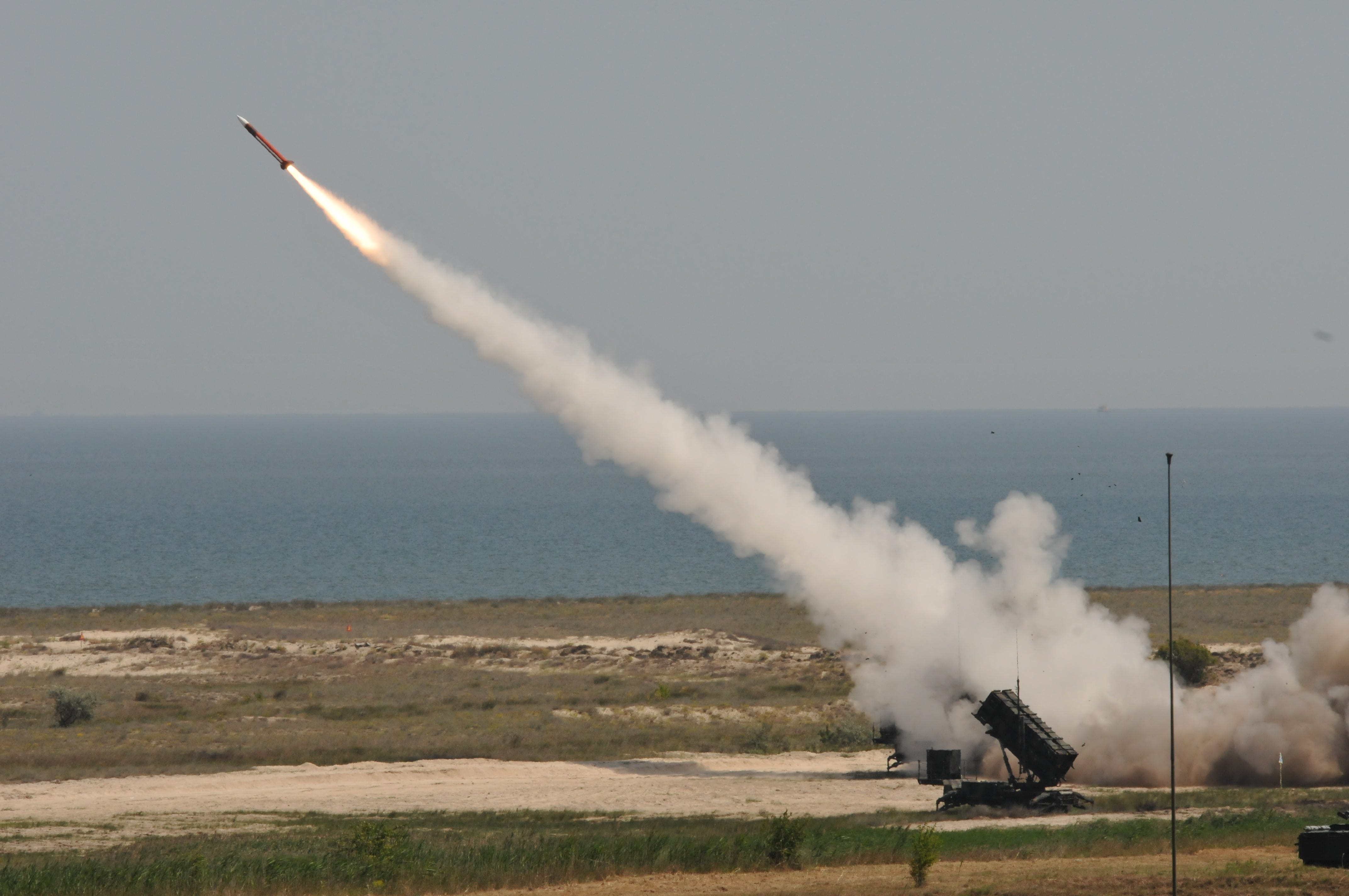 A Patriot missile system fires at a live-fire missile range near Capu Midia, Romania, Jun. 19, 2019 during exercise Shabla 19.