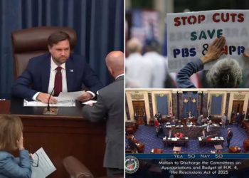 Vance casts tie-breaking votes to move forward $9.4B rescissions package — which would defund PBS and NPR — in Senate