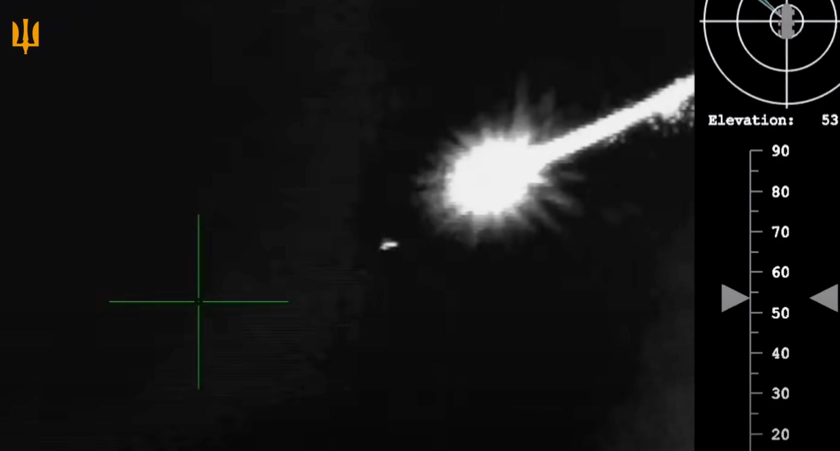 A Ukrainian Asraam missile flies to strike a Russian drone.