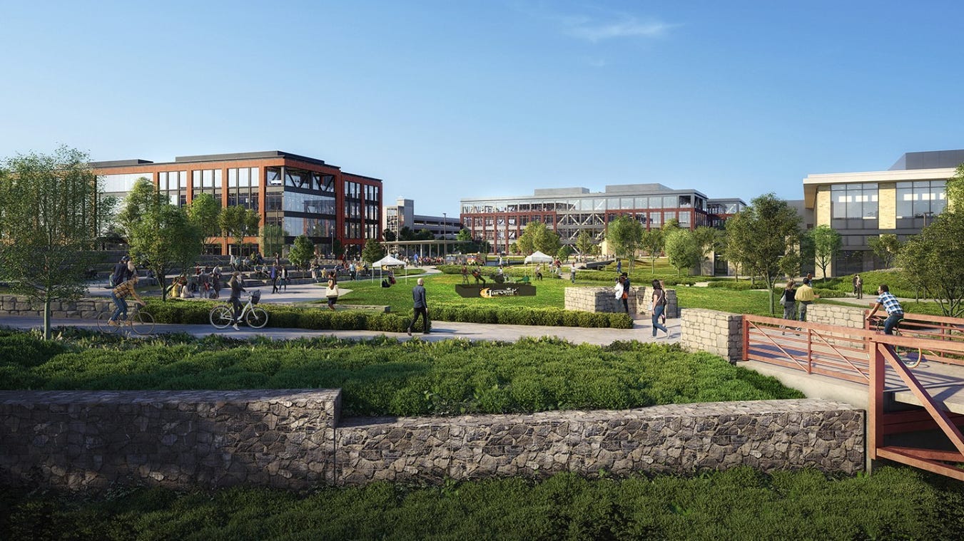 A rendering of Walmart's new corporate campus in Bentonville, Arkansas.
