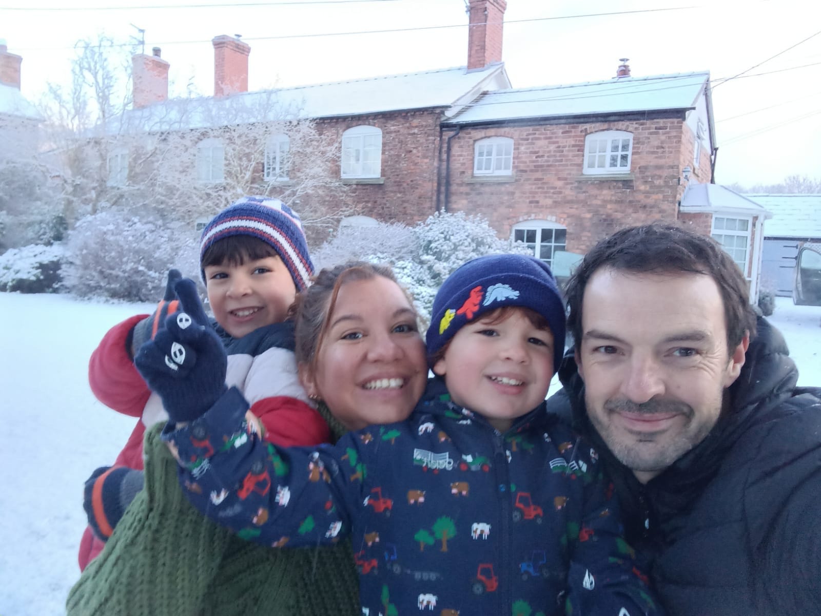 Macarena Alvarez with her husband and two kids