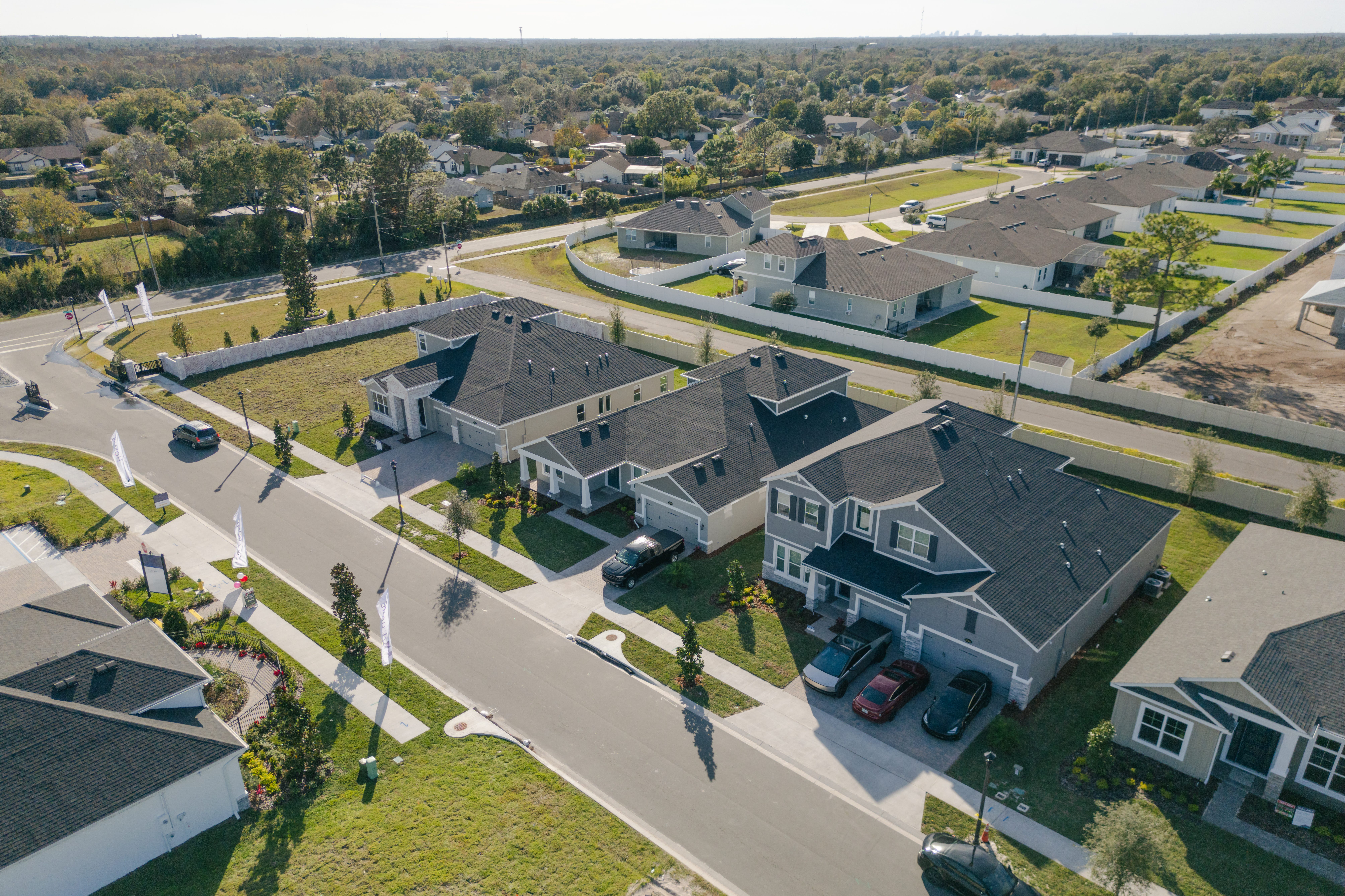 Aerial view of houses in a developing neighborhood