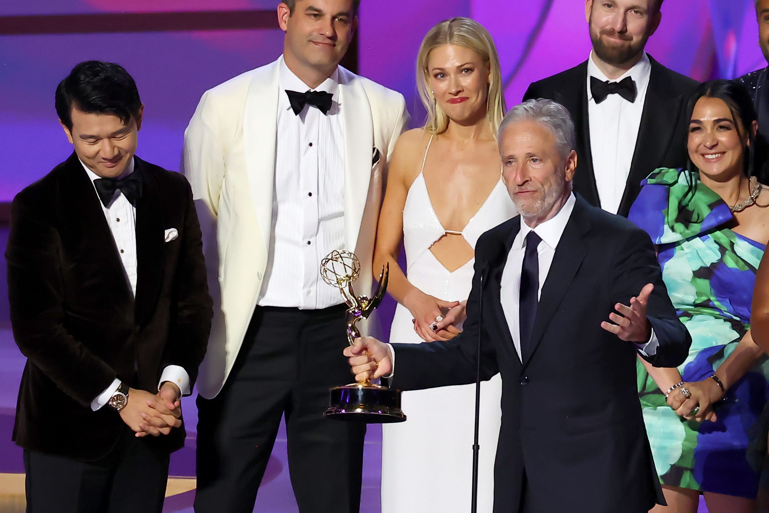 Jon Stewart accepts an Emmy Award, September 2025