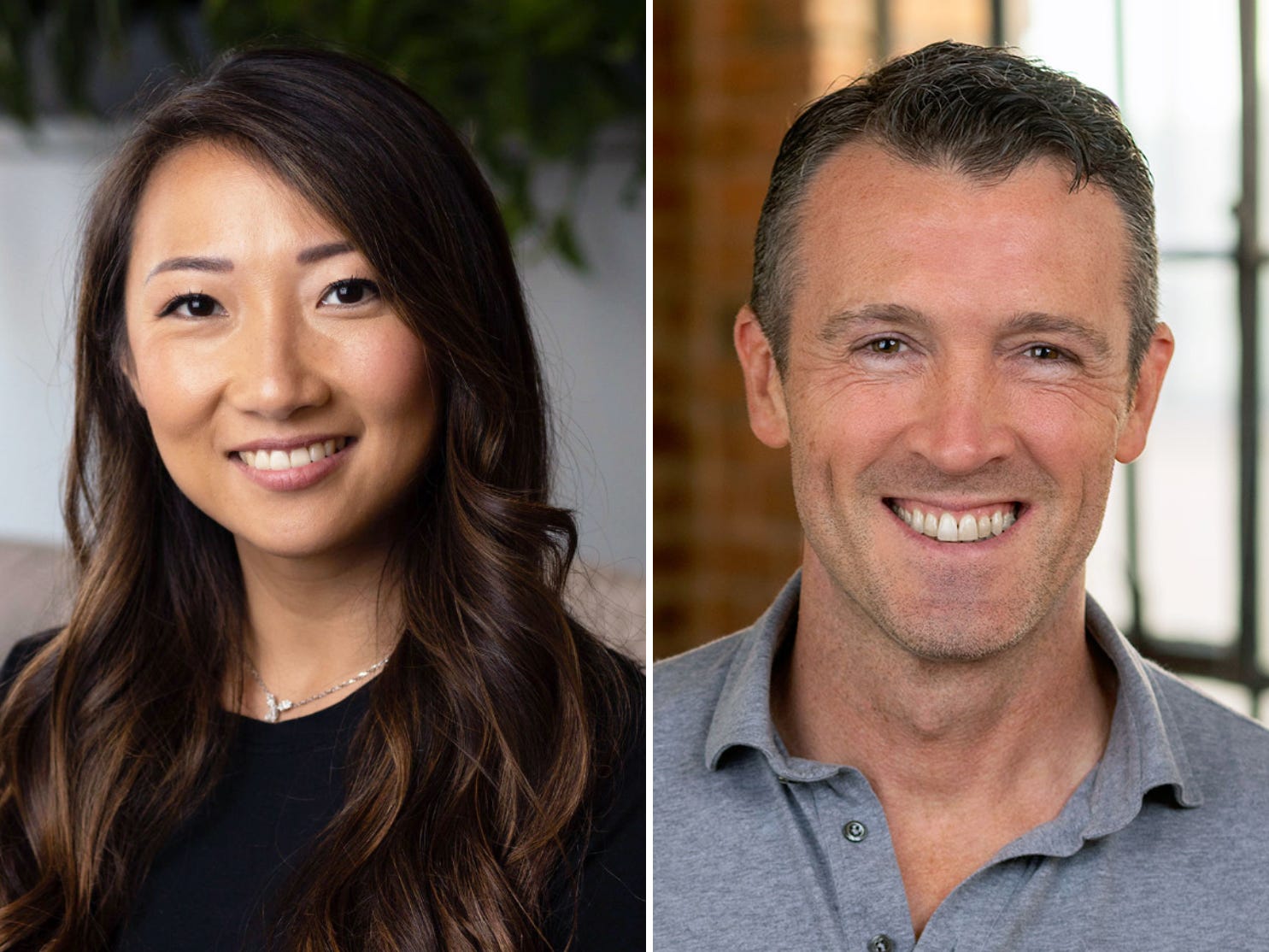 Headshots of Menlo Ventures partners Amy Wu Martin and Shawn Carolan.