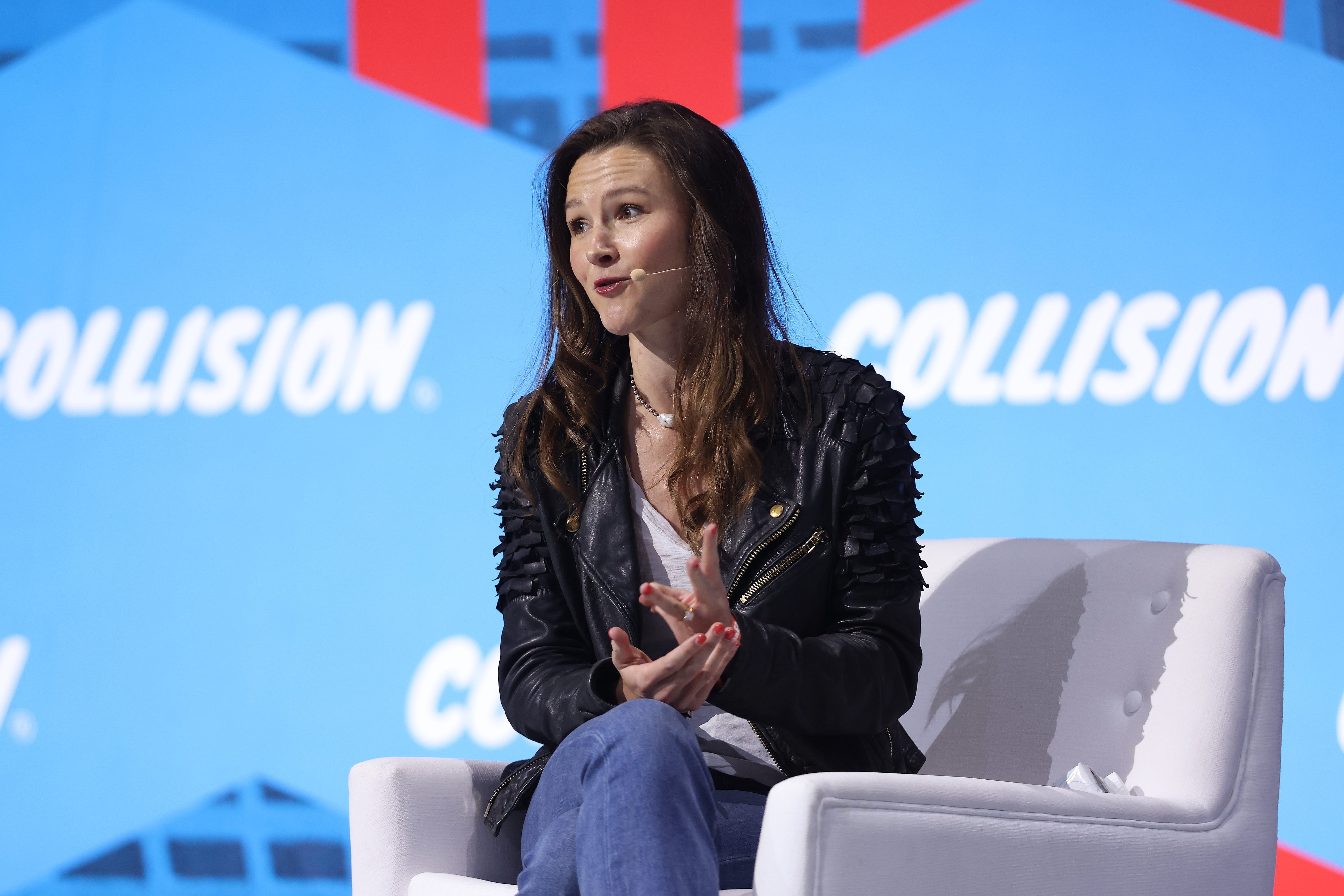 Toronto , Canada - 29 June 2023; Amber Atherton, Partner, Patron, on Startup University Stage during day three of Collision 2023 at Enercare Centre in Toronto, Canada. (Photo By Carlos Osorio/Sportsfile for Collision via Getty Images)