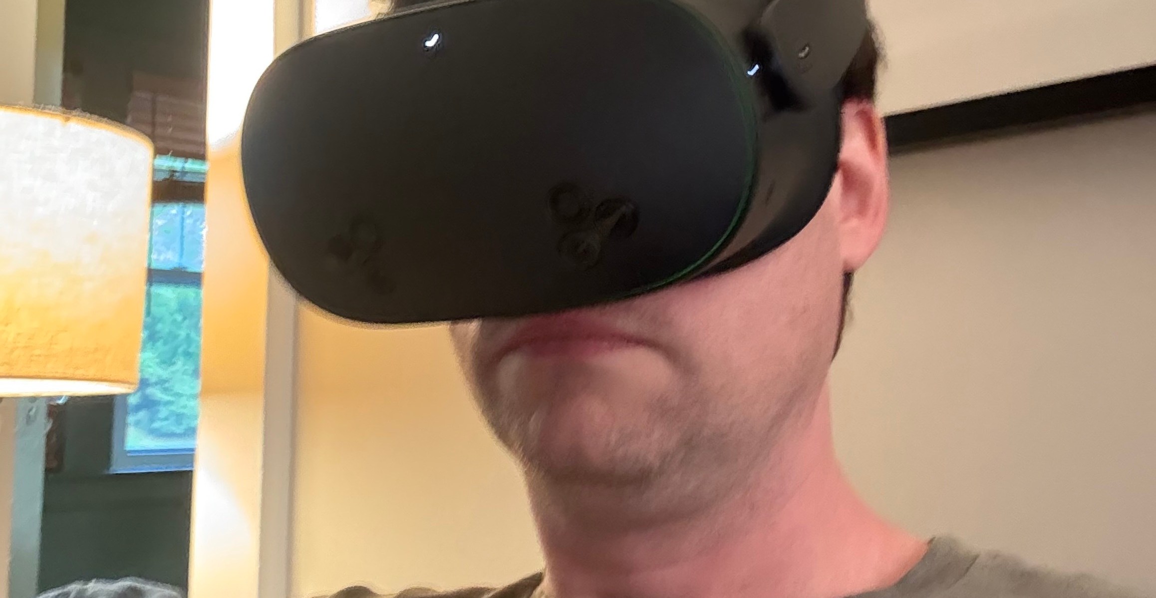 A photo of the author with a Quest 3S headset on