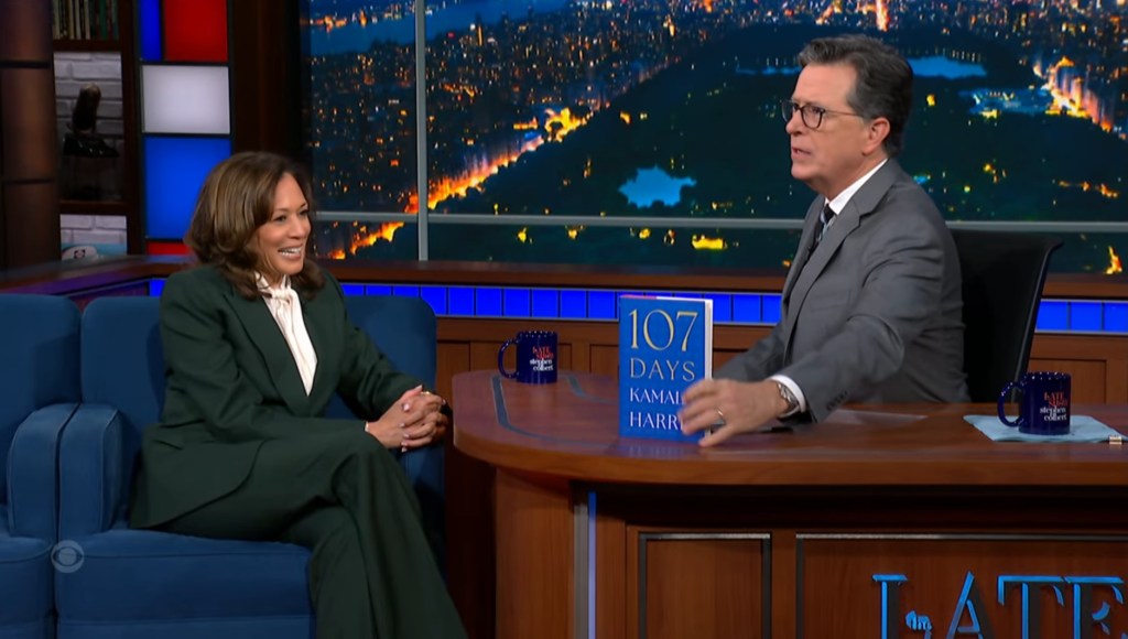 Colbert displays Harris' new book 