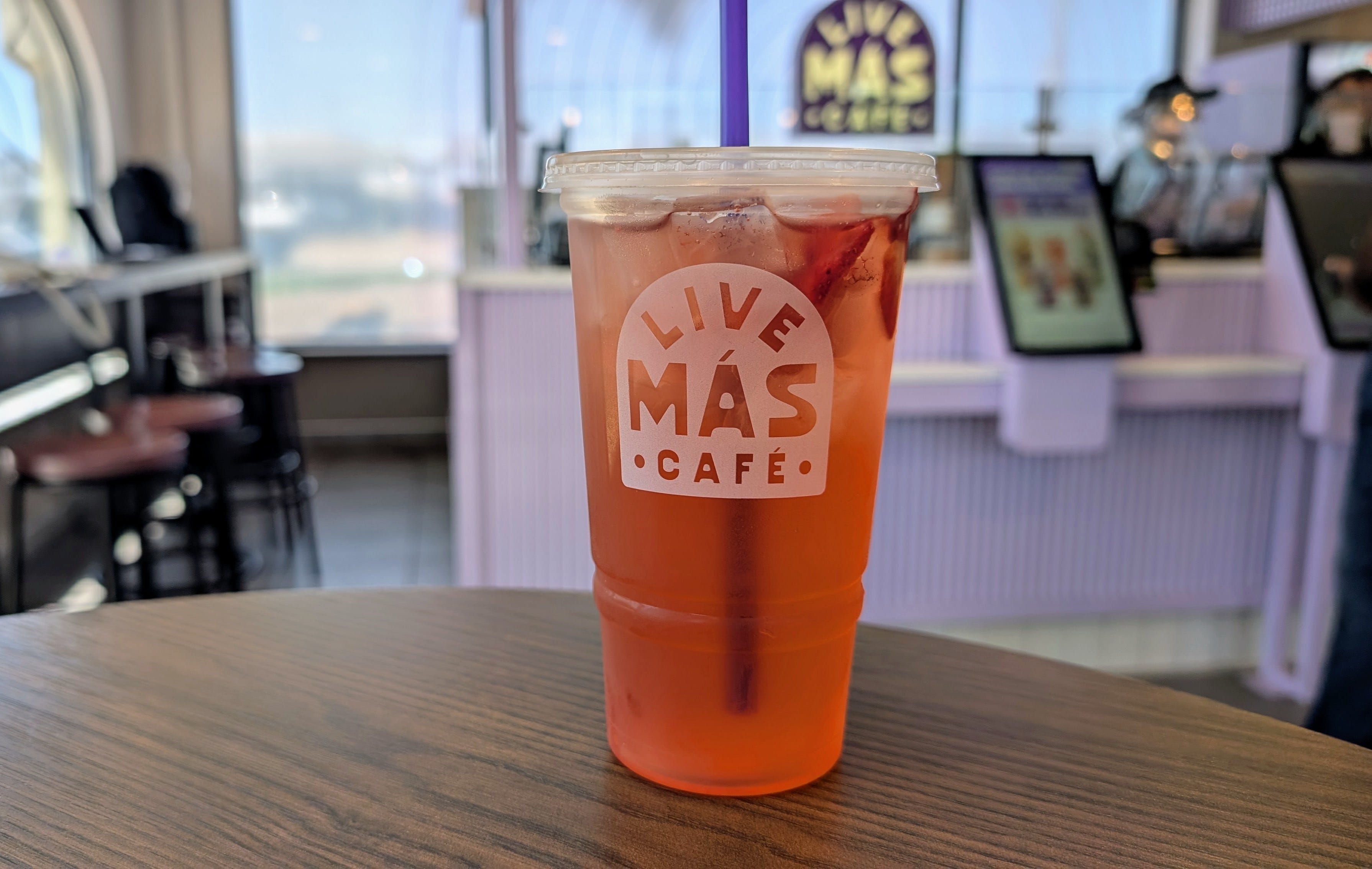 Strawberry Passion Fruit Agua Refresca at Taco Bell Live Mas Cafe