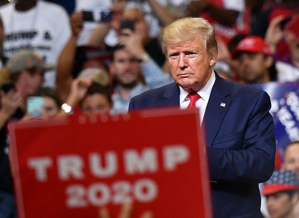 Donald Trump at a 2020 campaign rally.