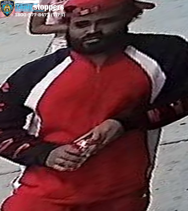 Video released by the NYPD Thursday night shows the bearded Robert Strother, 27 – who is wanted in connection to the July 22 murder of Princesa Encarnacion-Soto – pounding the pavement with his hand tucked into the pocket of his red sweatpants, wearing a red baseball cap turned sideways.