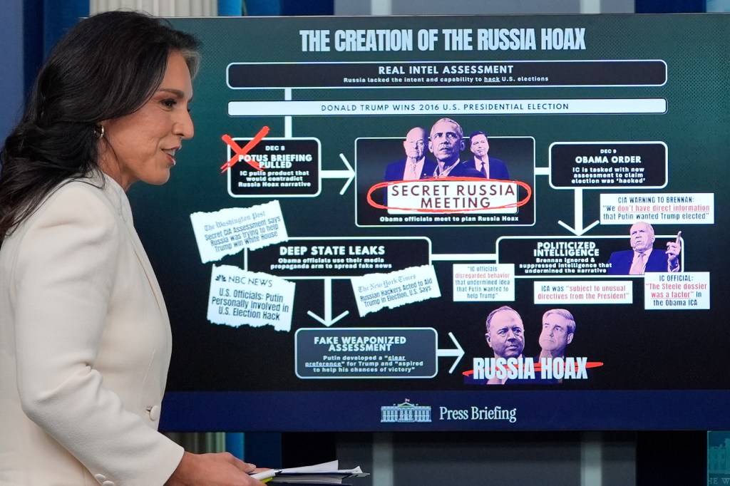Illustration of a flowchart detailing the creation of the Russia hoax.