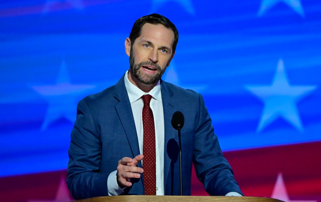 Rep. Jason Crow speaking at the 2024 Democratic National Convention.