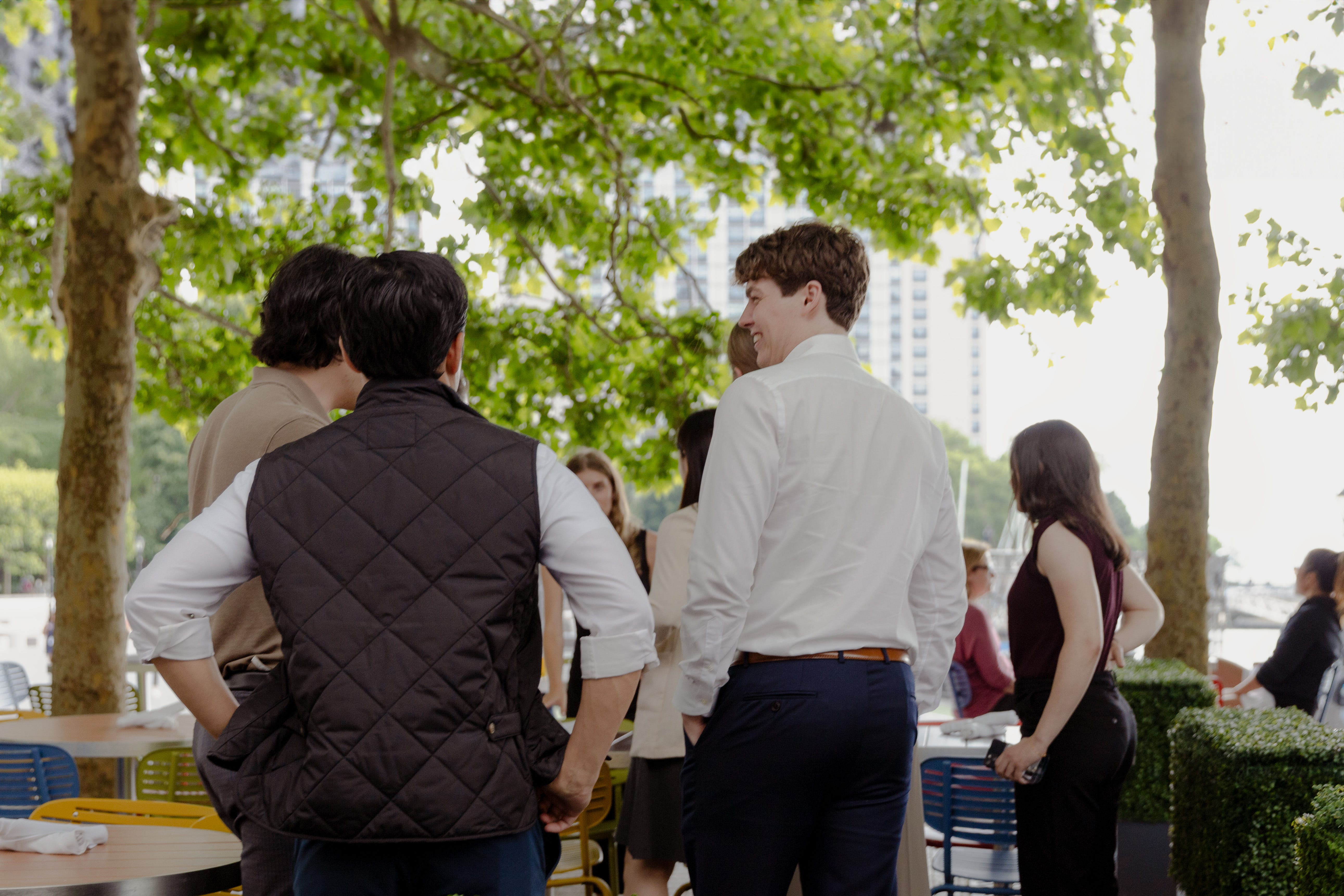Young professionals socialize in Manhattan.