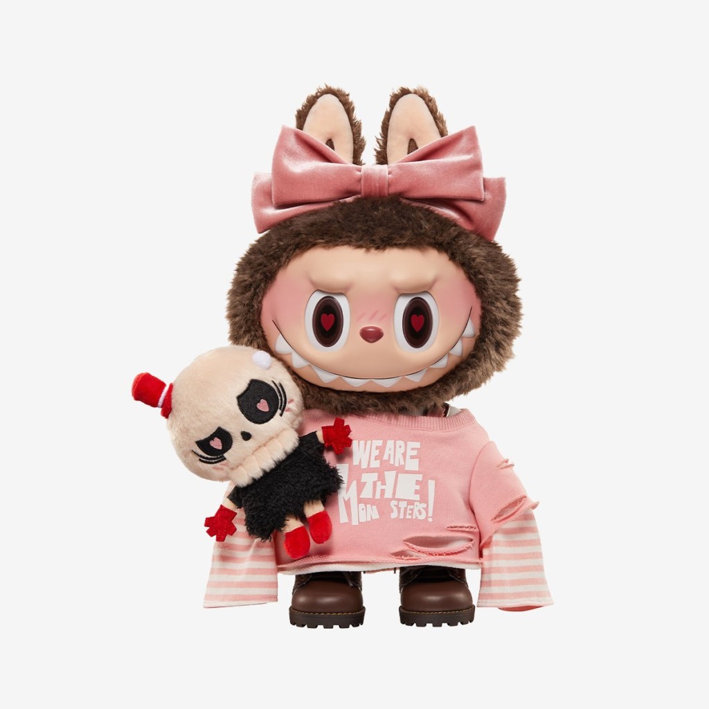 Pop Mart LABUBU plush doll with smaller skull plush doll.