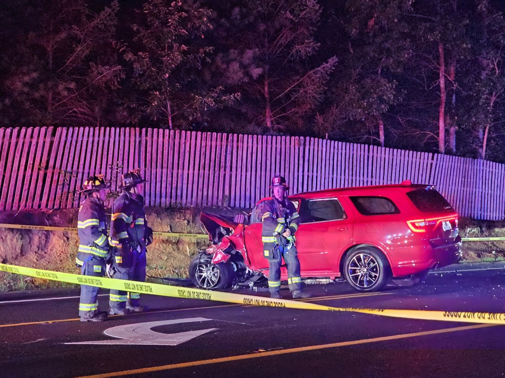 Aftermath of a fatal two-car accident.