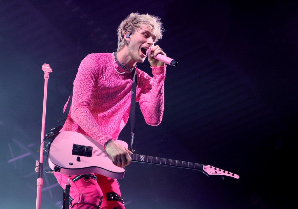 Recording artist Machine Gun Kelly performs during a stop of his Tickets to My Downfall tour