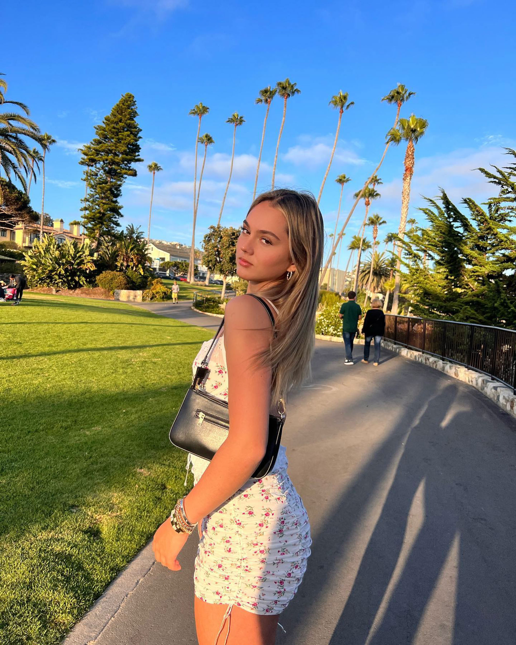 Jolie Dodd in a white sundress. 