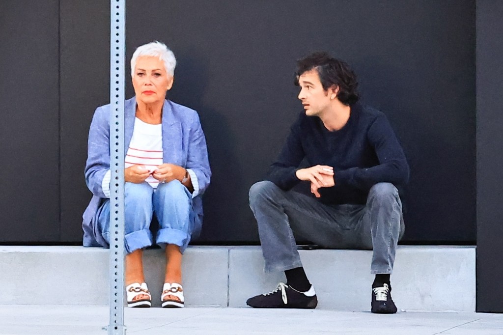 *EXCLUSIVE* Los Angeles, CA    Matty Healy and his girlfriend, Gabrielle Bechtel, were seen leaving a romantic dinner at Stella restaurant. Matt took some time to smoke a cigarette outside with his mother, sitting on the sidewalk, and his mother started crying to him. Recently, his mother said that she didn't want to be the daughter-in-law of his ex-girlfriend, Taylor Swift

