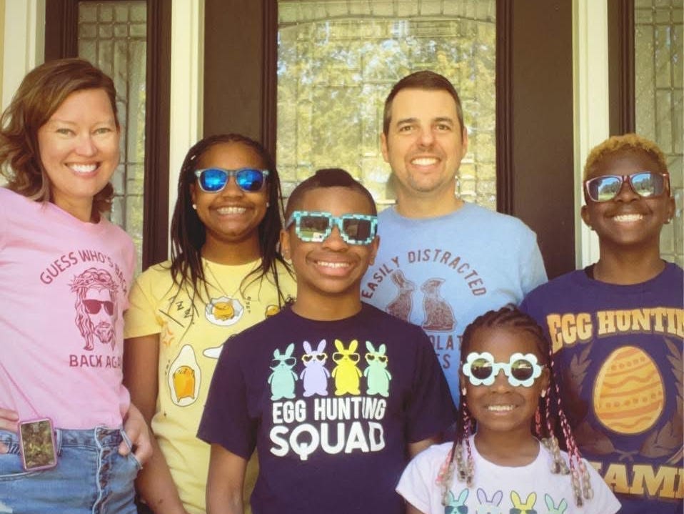 The author and her husband with thier dour children.