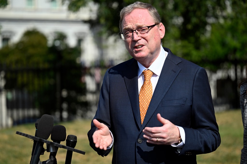 Kevin Hassett speaking to reporters.
