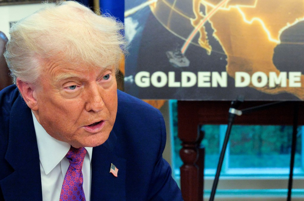 President Trump announcing the Golden Dome missile defense system.