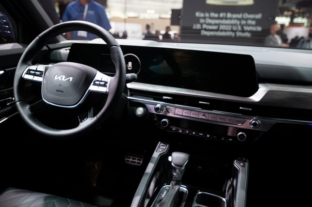 Kia Telluride SUV interior at the 2022 New York International Auto Show.