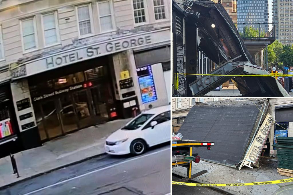 Massive concrete awning collapses onto NYC sidewalk in scary, ‘very Final Destination’ type scene