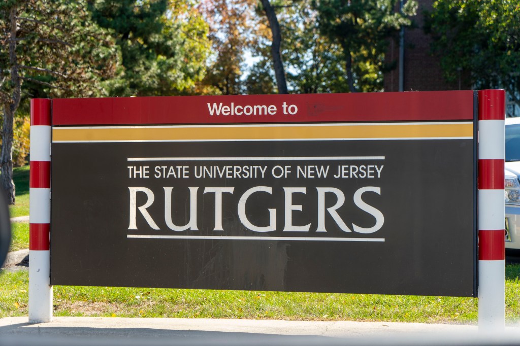 Rutgers University welcome sign.