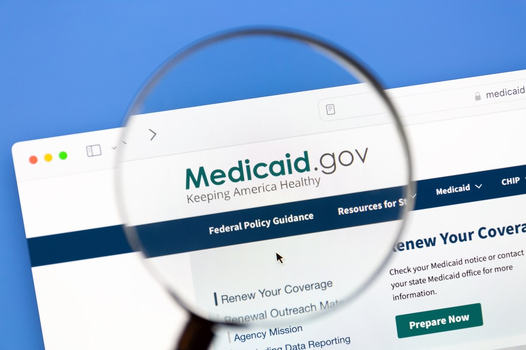Close-up of the Medicaid.gov website.