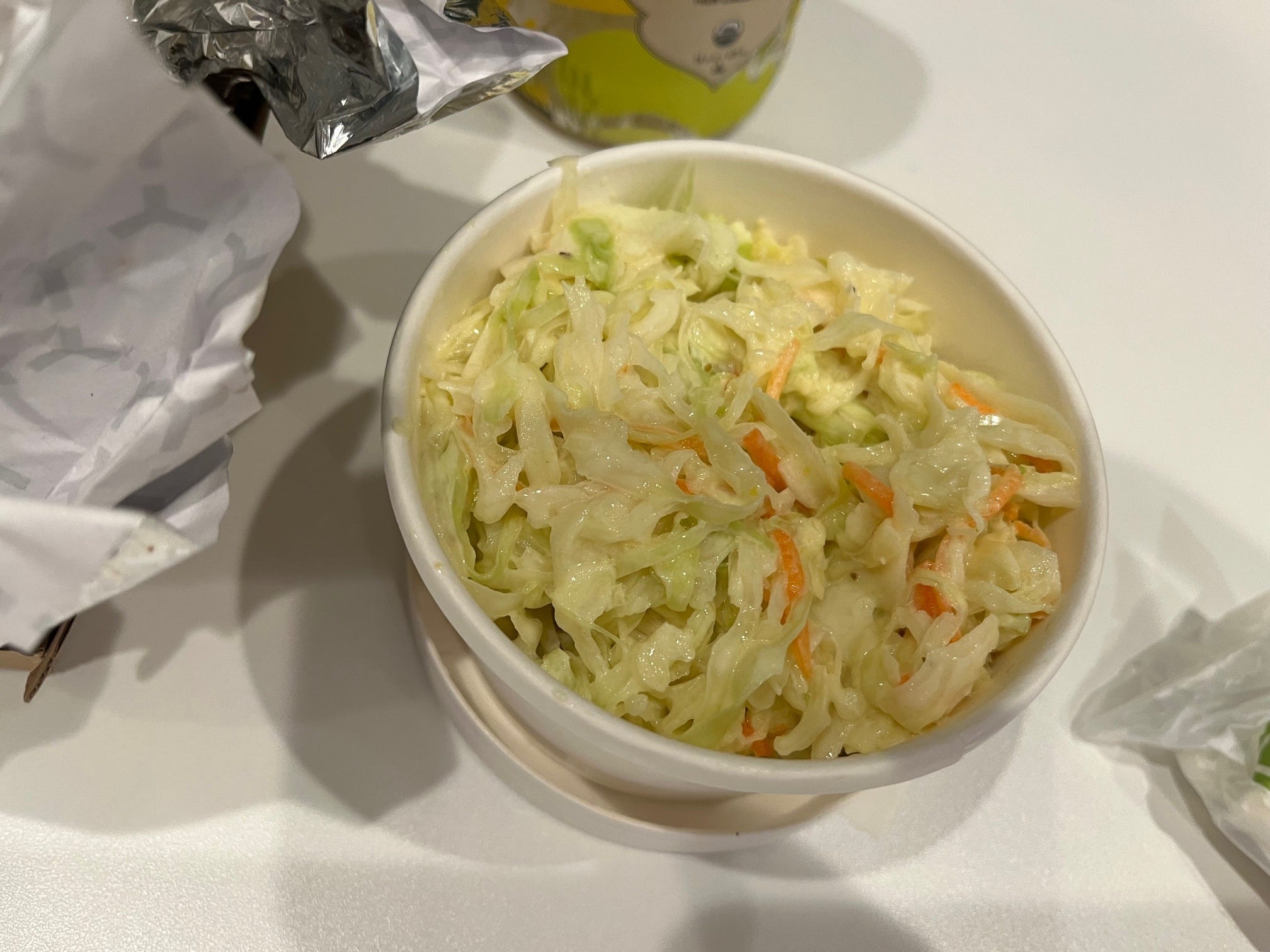 A cup of coleslaw at a Wonder food hall